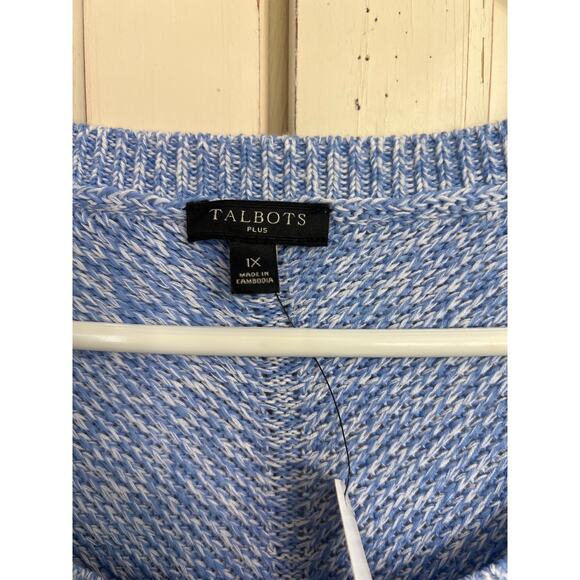 NWT Talbots size 1X blue & white pullover sweater - Picture 2 of 3